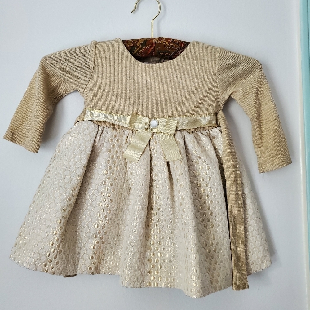 Bonnie Baby girl fancy gold dress size 12M - Picture 2 of 9